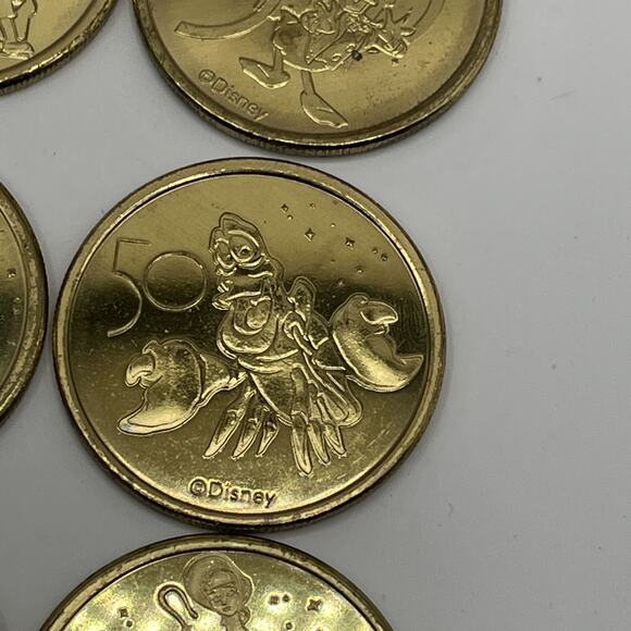 Set of 16 Walt Disney World 50th Anniversary Gold Medallion Coins USED AS IS - Picture 7 of 16